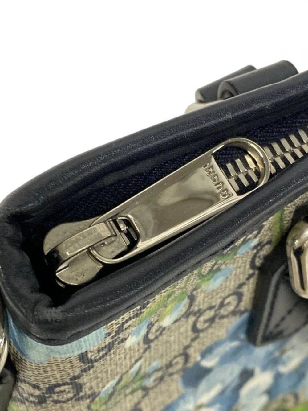 GUCCI GG Blooms 429019 Beige Ebony Navy PVC Leather Handbag - Picture 9 of 15